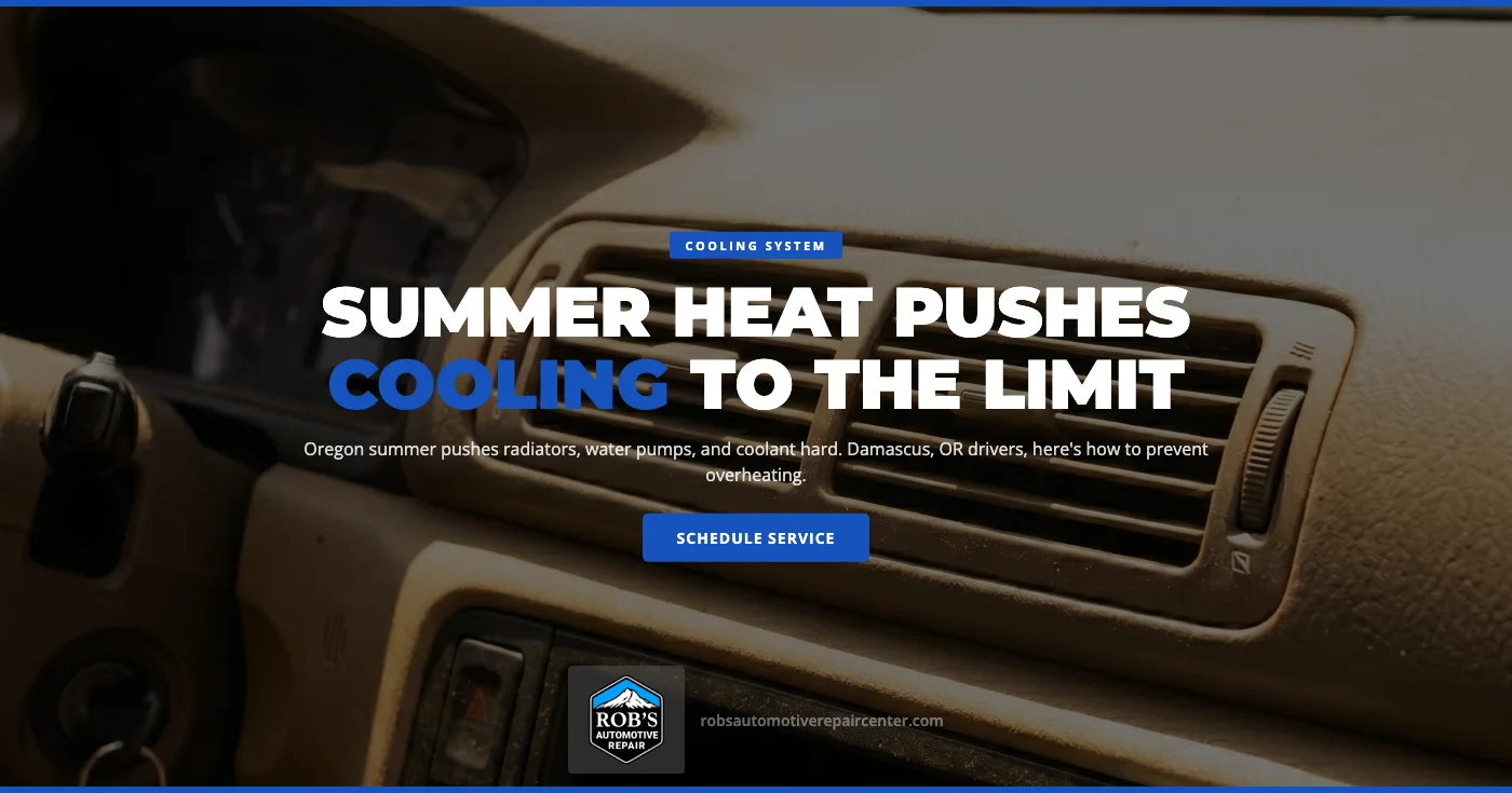 Technician inspecting a vehicle's radiator and cooling system at a Damascus, Oregon auto repair shop